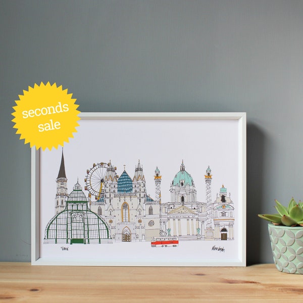 SECONDS SALE - Vienna Print A3 - Vienna Illustration - Vienna Architecture - Vienna Cityscape