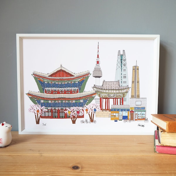 Seoul Skyline Art Print A3 - Seoul Cityscape - Seoul Gift