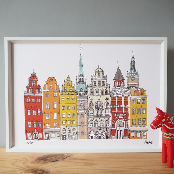 Stockholm Cityscape Print A4 - Stockholm Skyline Art Print