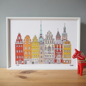Stockholm Skyline Art Print A3 - Scandinavian Design - Scandi Art - Nordic Gift
