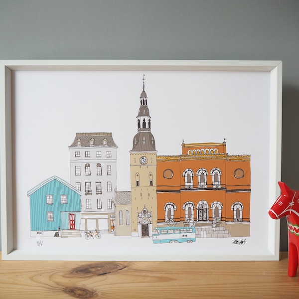 Oslo Print A4 - Oslo Cityscape - Scandinavian Print - Scandi Home Decor - Norway Print - Oslo Skyline