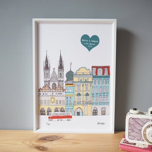 Prag Personalierter Stadtdruck A4 - Prag Skyline