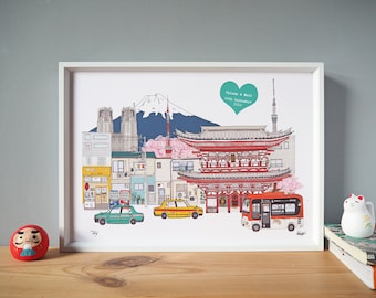 Tokyo Skyline Personalised Print in A3