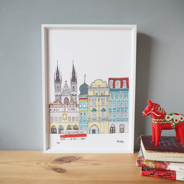 Prague Skyline Art Print A4 - Prague Wall Art