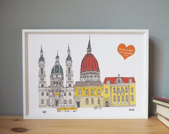Budapest A3 Personalised Cityscape Print