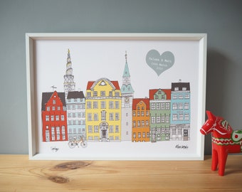 Copenhagen Personalised Print A4 - Copenhagen Engagement Gift