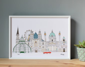 Vienna Skyline Art Print A4 - Vienna Cityscape