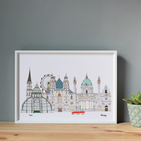 Vienna Skyline Art Print A4 - Vienna Cityscape