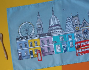 London Tea Towel - London Skyline Print - London Landmarks - London Gift