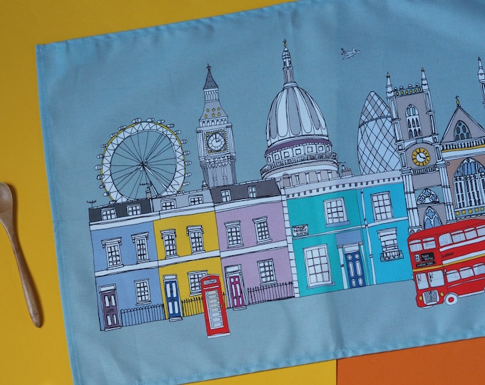 London Tea Towel - London Skyline Print - London Landmarks - London Gift