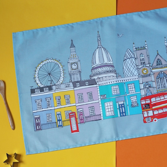 London Tea Towel - London Skyline Print - London Landmarks - London Gift