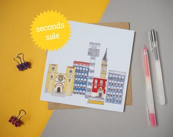 SECONDS SALE - Lisbon Greetings Card - Lisbon Print - Eco Card -  Lisbon Cityscape - Lisbon Skyline