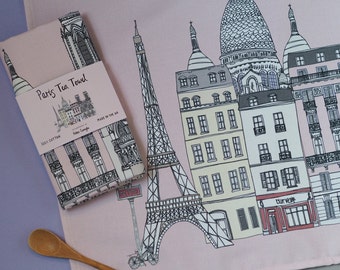 Paris Print Tea Towel - Paris Cityscape - Paris Landmarks - Paris Gift