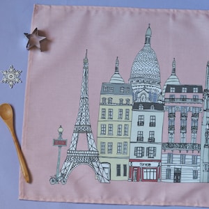 Paris Print Tea Towel Paris Cityscape Paris Landmarks Paris Gift image 1