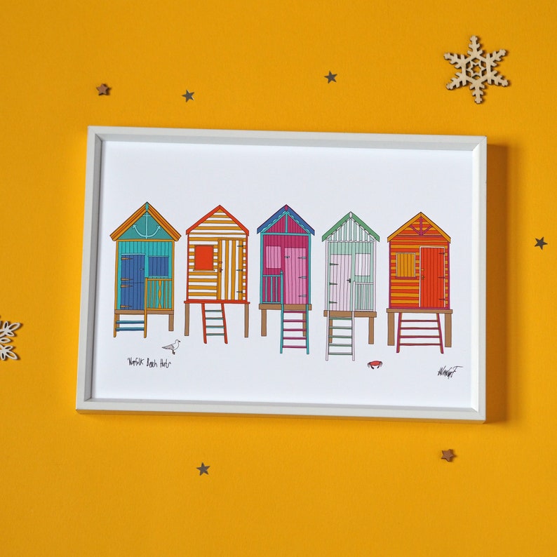 Norfolk Beach Huts Print A4 Wells-next-the-Sea Beach Huts image 3