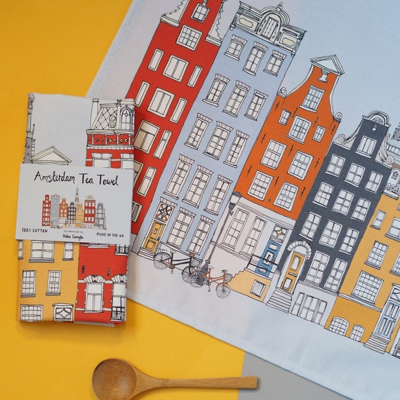 Amsterdam Print Tea Towel - Amsterdam Skyline Print