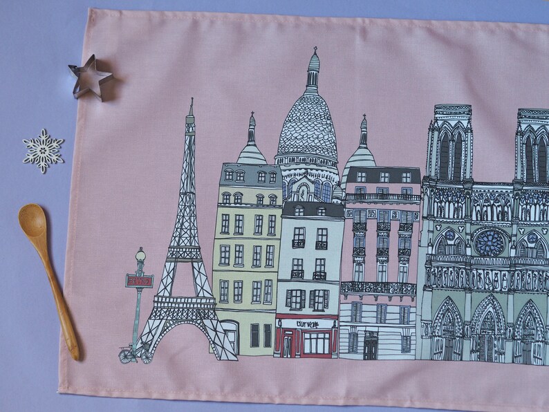 Paris Print Tea Towel Paris Cityscape Paris Landmarks Paris Gift image 3