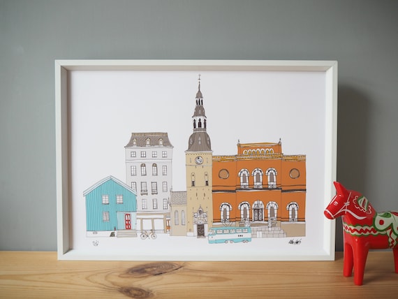 Oslo Print A4 - Oslo Cityscape - Scandinavian Print - Scandi Home Decor - Norway Print - Oslo Skyline