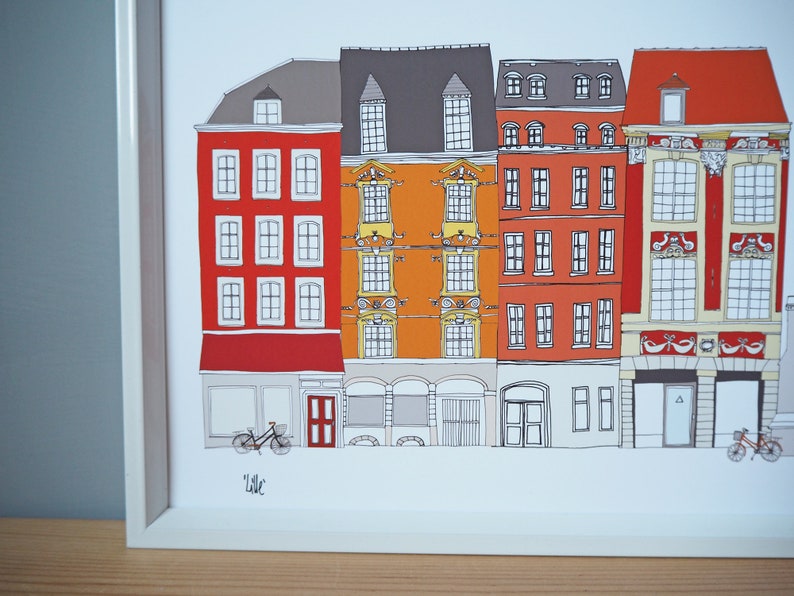 Lille Print A4 Lille Cityscape Lille Wedding Lille Illustration image 2