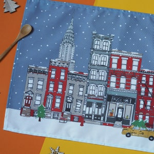 New York Christmas Tea Towel - New York Holidays - New York Skyline - New York Gift