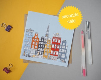 SECONDS SALE - Amsterdam Greetings Card - Amsterdam Skyline - Amsterdam Landmarks Card