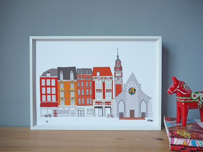 Lille Print A4 Lille Cityscape Lille Wedding Lille Illustration image 5