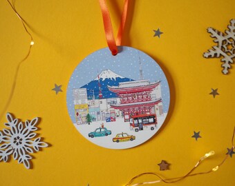 Tokyo Weihnachtsdekoration - Weihnachtskugel aus Holz
