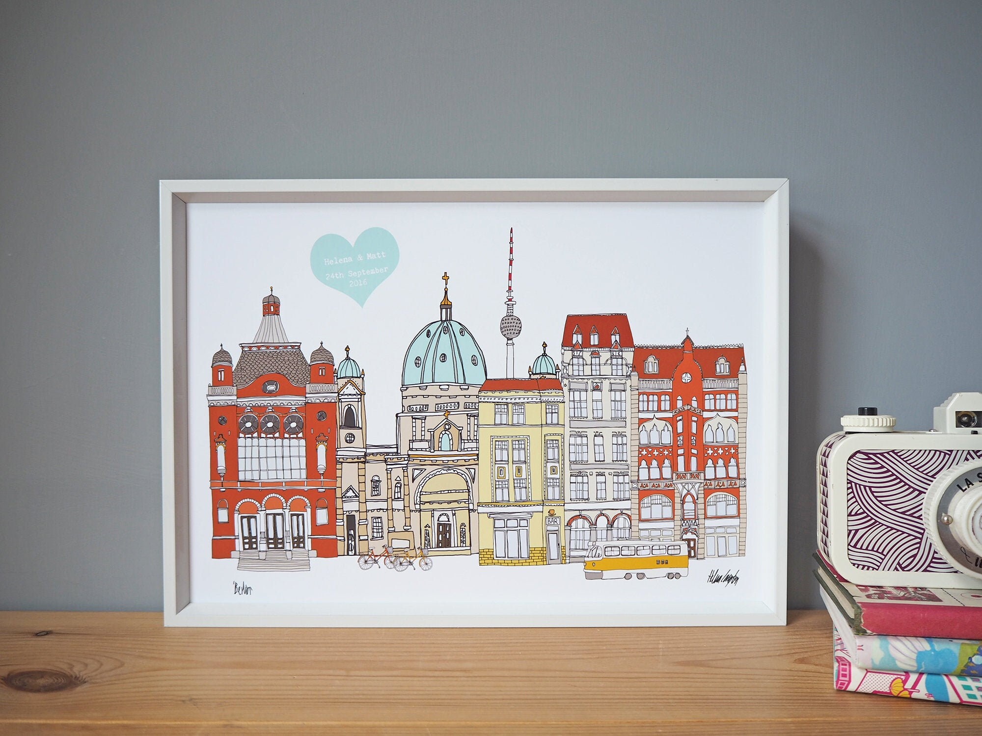 Berlin Personalised A3 City Print Berlin Skyline | Etsy