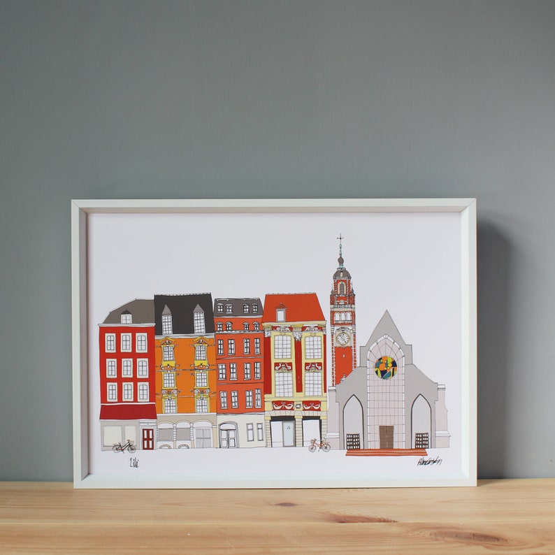 Lille Print A4 Lille Cityscape Lille Wedding Lille Illustration image 6