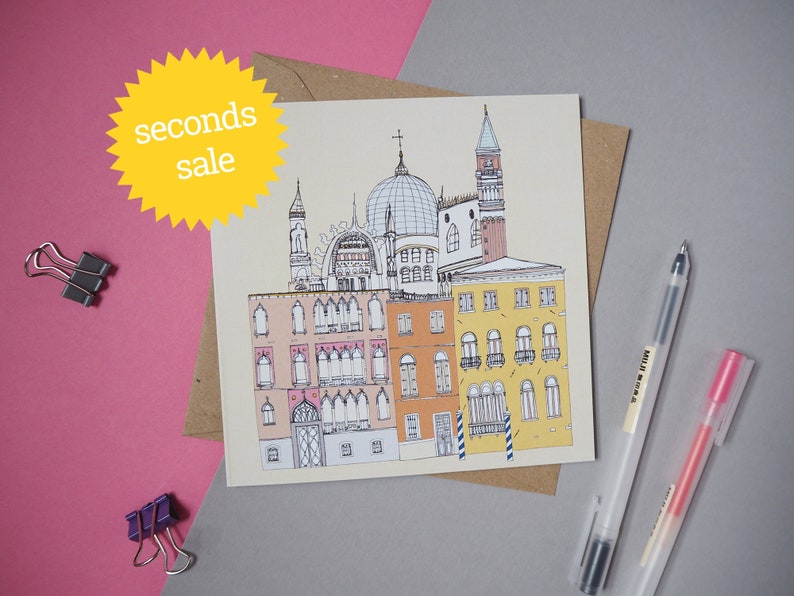 SECONDS SALE Venice Greetings Card Venice Landmarks Venice Cityscape image 1