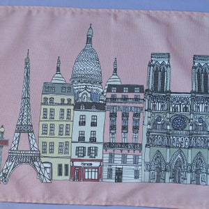 Paris Print Tea Towel Paris Cityscape Paris Landmarks Paris Gift image 2
