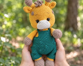 Cuddle Size Amigurumi Giraffe, Giraffe Crochet Pattern Cute, Removable overalls ,Giraffe Crochet Pattern, Amigurumi Patterns PDF