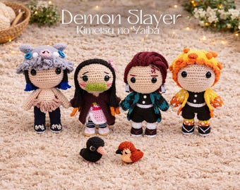 Demon Slayer Inspired Crochet Pattern Bundle 5in1 Pdf Patterns Anime-Inspired Creations, kimetsu No Yaiba , English PDF killer Squad