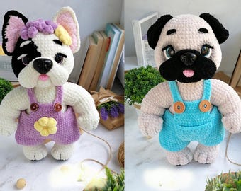 Bulldog and Pug Dog Crochet Pattern Amigurumi Crochet Patterns Crochet Pattern Plushie Pattern Create Own Cute Canine Companion Realistic
