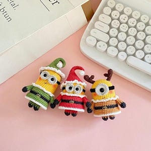 Christmas Minion amigurumi crochet pattern, Bob Kevin Stuart plushie toy