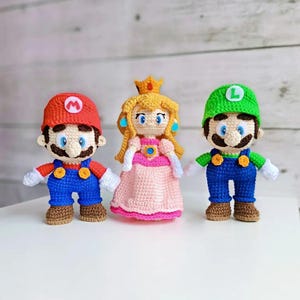 Mario, Luigi, and Peach Häkelanleitungen Bundle, ENGLISCH, zum sofortigen Download