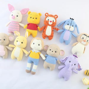 10in1 PDF PATTERN Winnie the Pooh and Friends, crochet pattern, easy amigurumi baby toy, Eeyore, Roo, Piglet, Tigger, Rabbit