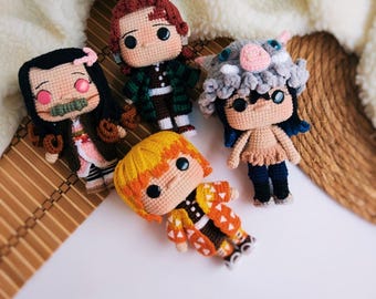 鬼滅の刃のかぎ針編みパターン 4in1 バンドル - 鬼滅の刃、アニメ DIY