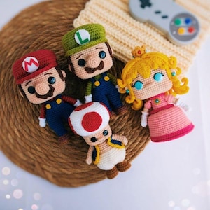 Haakpatroon Bundel 4 in 1 | Super Plumber WORLD Man Bros Mushroom Princess| PDF | eenvoudig amigurumi-babyspeelgoed |  knuffel