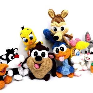 Patrón de crochet para libros electrónicos Looney Tunes para bebés 8 en 1, patrones de amigurumi en formato PDF, descarga instantánea