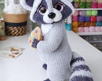 Raccoon Amigurumi Crochet – DIY Stuffed Animal Toy, Cute Crochet Raccoon Pattern, Amigurumi Animal,Handmade Toy English and German