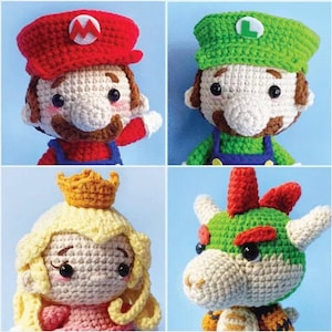 Haakpatroon 4-in-1 bundel | Amigurumi Super Plumber Man Bros | PDF | Plumber Duo & Royal and Dragon Inspired ENGELS Knuffel