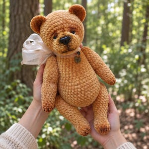 Patrón de osito de peluche a crochet, osito de peluche amigurumi, patrón de osito adorable, patrón de juguete vintage