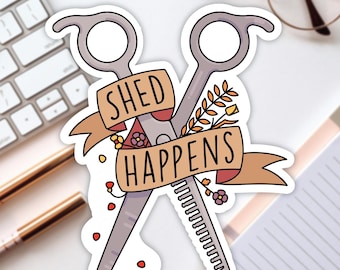 Shed Happens, Grooming Chunkers, Scissors, Pet Grooming Stickers