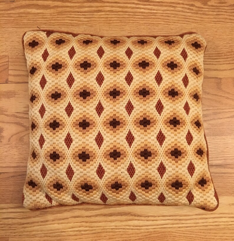 Vintage Needlepoint Bargello Pillow 14 Square. Etsy