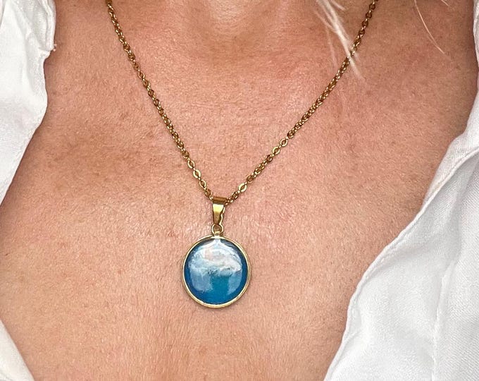 Azure Drift Collection – Ocean-Inspired Resin Pendants