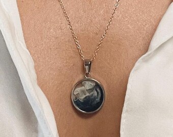 Sapphire Sea Collection – Hand-Poured Resin Pendants in Silver Round Frames | Deep Blue with Flowing White Waves
