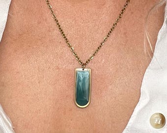 Drift Pendant – Soft Blue & White Resin Necklace