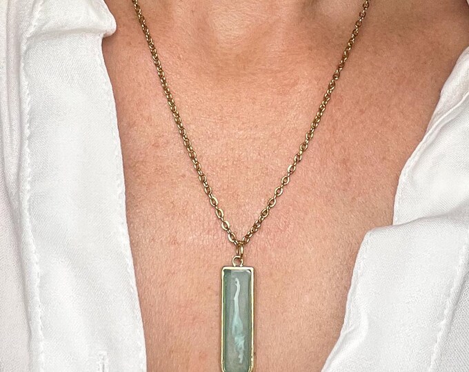 Whisper Pendant – Translucent Pale Teal Resin Necklace