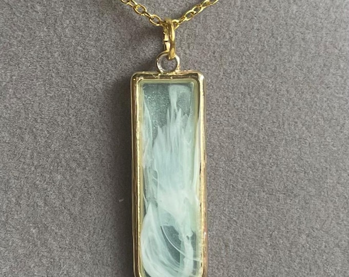 Drift Pendant – Soft Blue & White Resin Necklace